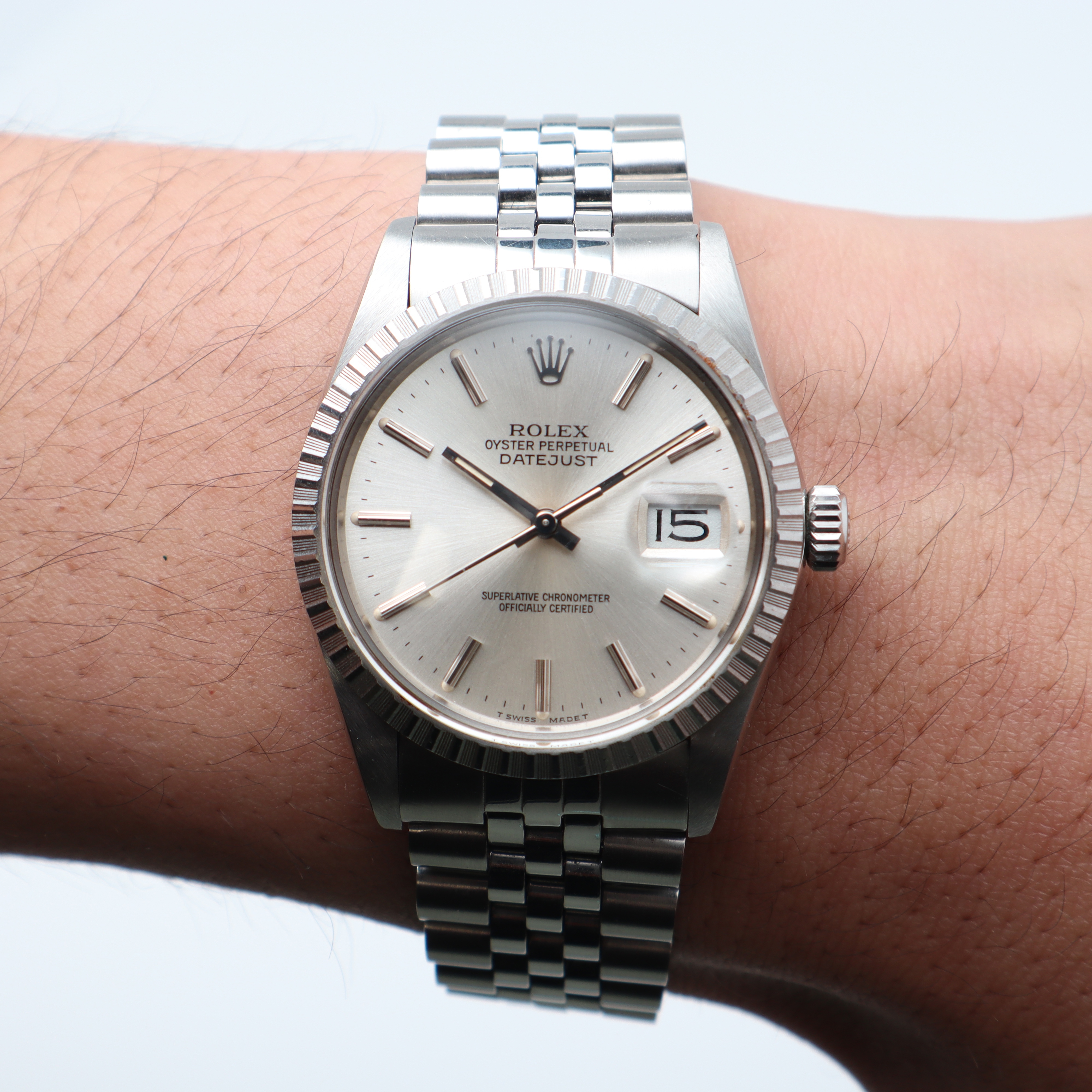 Rolex Datejust 36mm Jubilee Stainless Steel Silver Dial Mens watch 16030